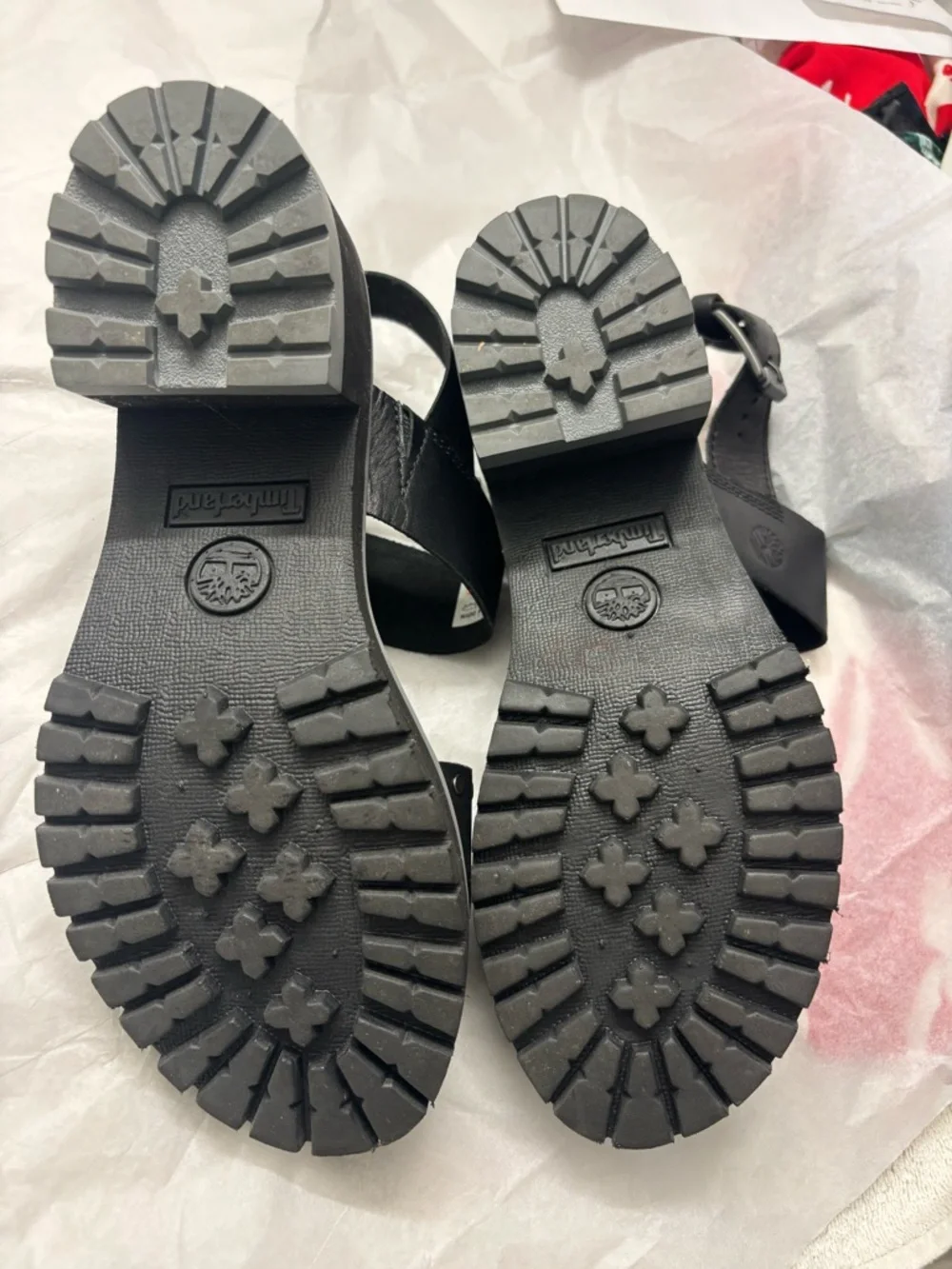 Timberland Black Studded Chunky Sandal Heels - Picture 6 of 8
